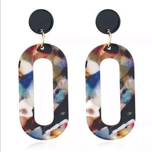 🔴 SOLD!! - Skinny Oval Drop Earrings Multicolor